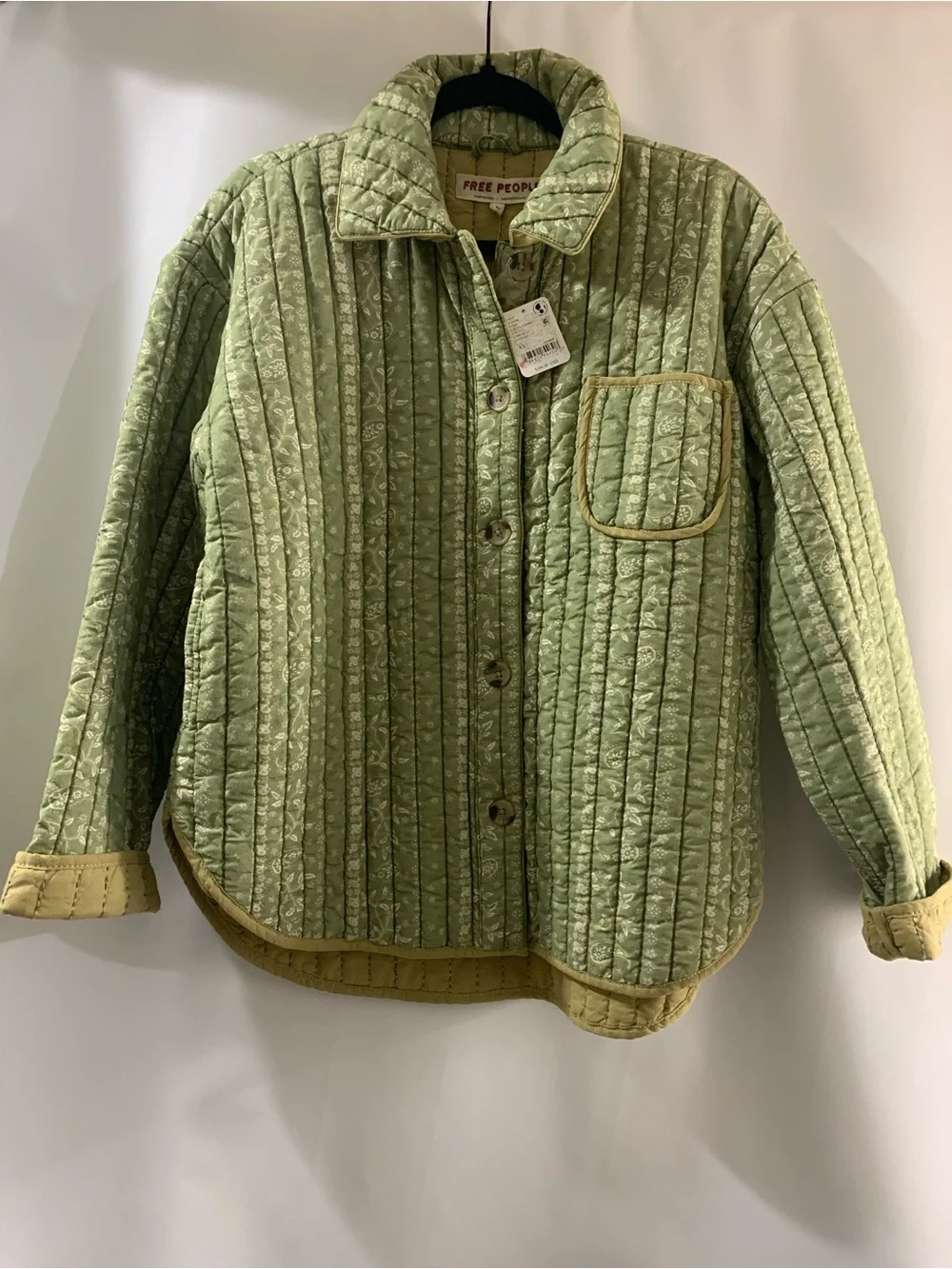 Free People WomQuilted Sage Green Jacket